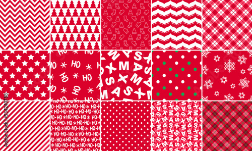 Christmas holiday seamless pattern. A set of red ornaments. Texture for fabric, wrapping, wallpaper, background
