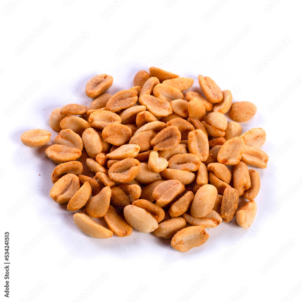 pile of spiced peanuts isolated close up on white background pile of spiced peanuts isolated close up on white background