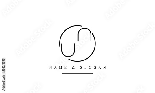 UN, NU, U, N abstract letters logo monogram