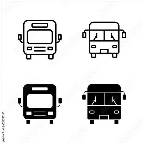 Bus icon set, vector bus icons, on white background.