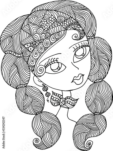 Black and white beauty hair mandala pattern design vector drawing