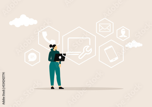 Technical support concept, hele online vector illustration concept.  photo
