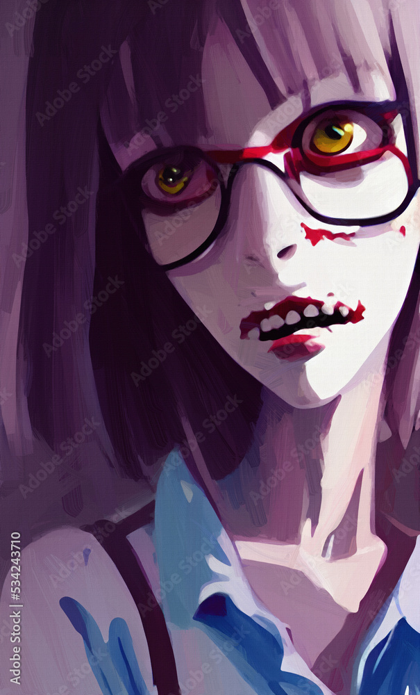 Digital oil painting scary halloween zombie girl portrait. Horror nightmare face. Design template for commercial halloween products. Large size canvas wall art print, poster, card, invitation. Digital oil painting scary halloween zombie girl portrait. Horror nightmare face. Design template for commercial halloween products. Large size canvas wall art print, poster, card, invitation.