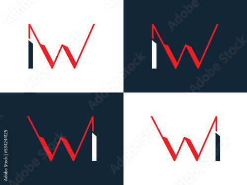 Creative IW, WI letters logo, Icon Design template vector, end company business logo.