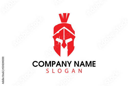 helmet of the Spartan warrior symbol, emblem, gym and fitness logo