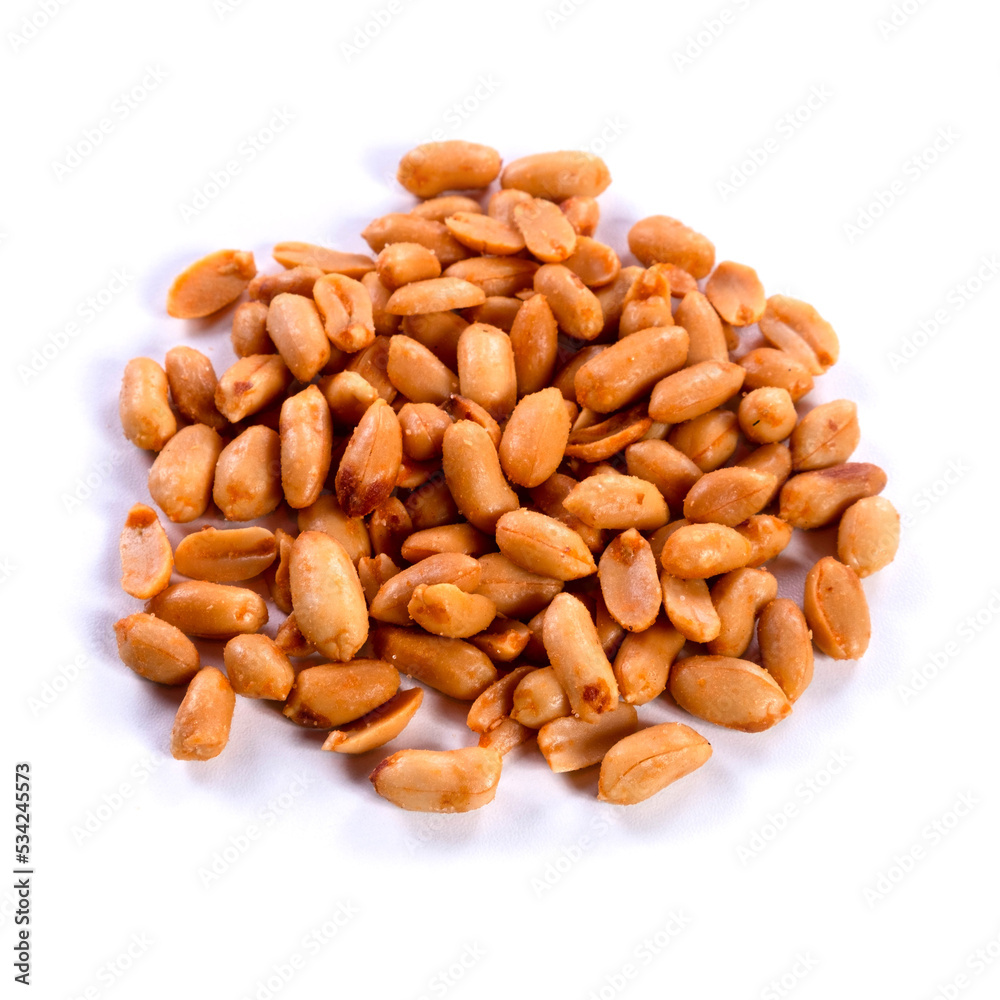 pile of spiced peanuts isolated close up on white background pile of spiced peanuts isolated close up on white background