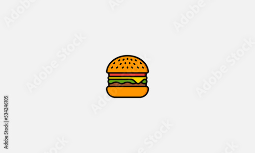 Delicious burger. Flat icon, logo or sticker for your design