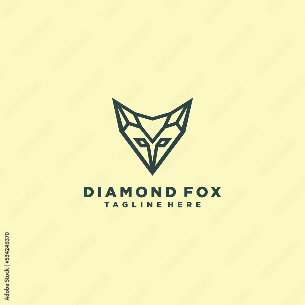 Diamond fox logo desing icon vector Diamond fox logo desing icon vector