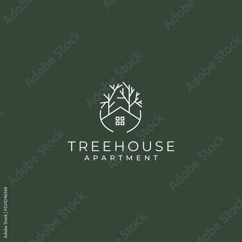 Tree House logo desing icon vector