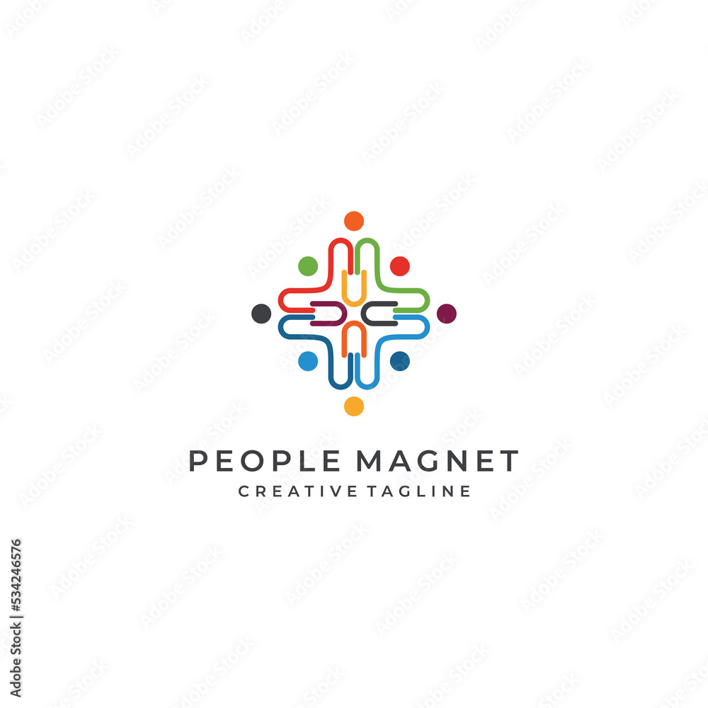 People Megnet logo desing icon vector