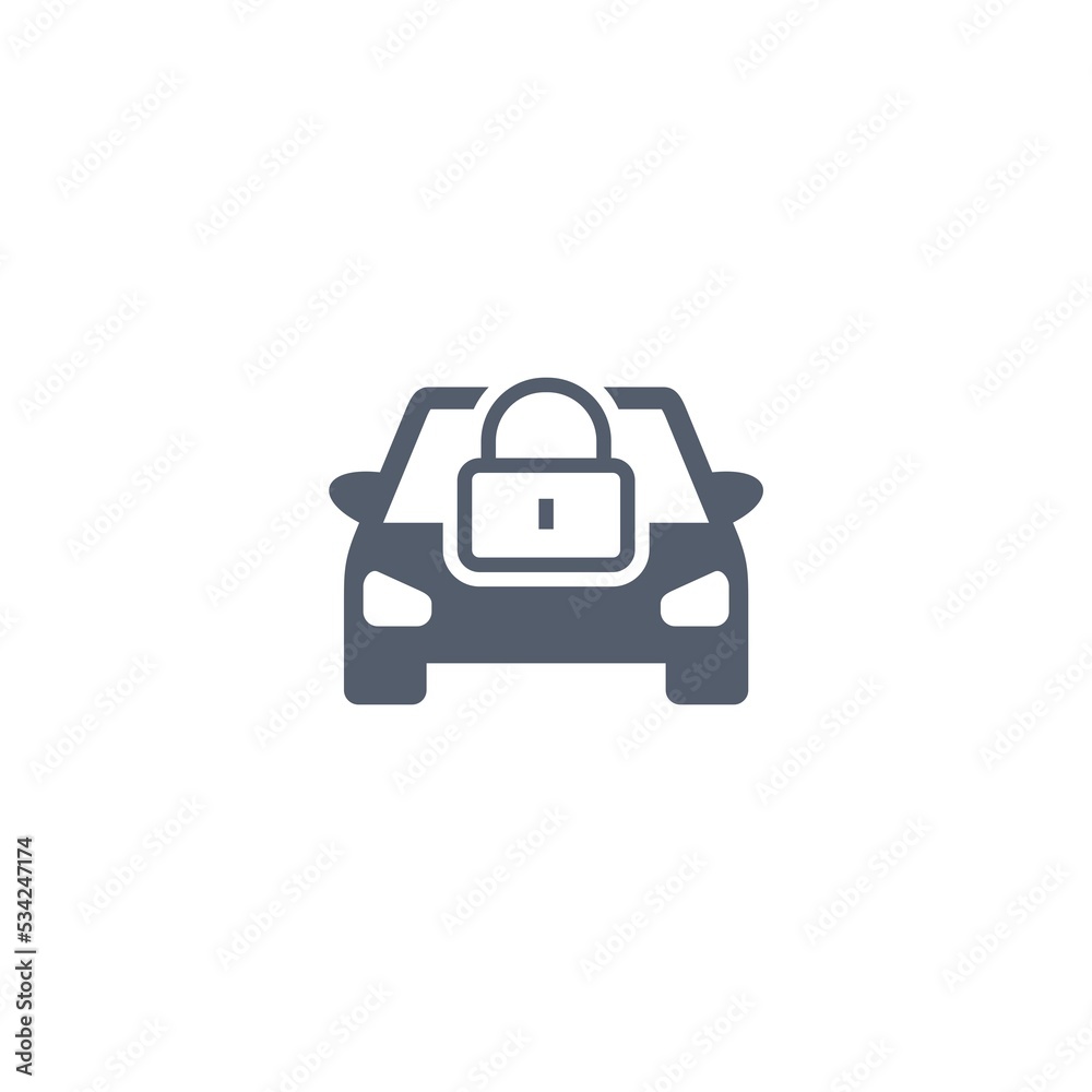 Car alarm, protection icon with a lock isolated on white background Car alarm, protection icon with a lock isolated on white background