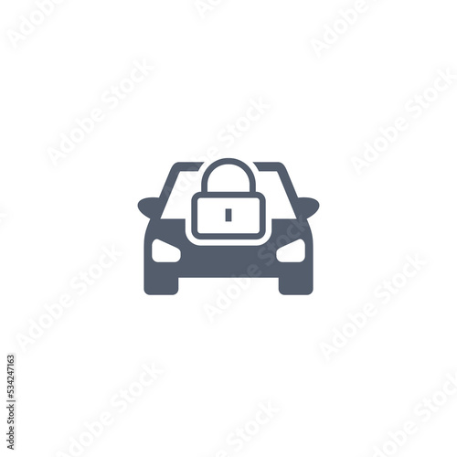 Car alarm, protection icon with a lock isolated on white background