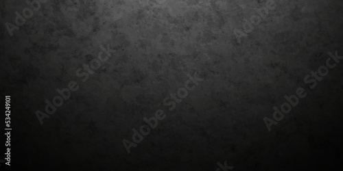 Dark black grunge textured concrete background. Panorama dark grey black slate background or texture. Vector black concrete texture. Stone wall background.