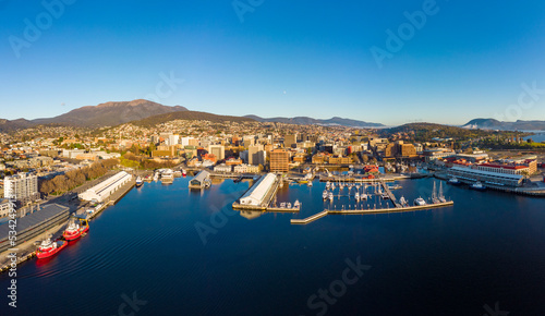 Hobart CBD and Waterfront in Tasmania Australia