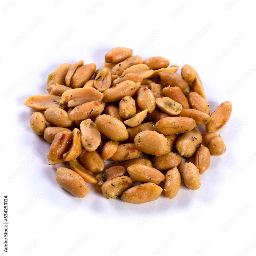 pile of spiced peanuts isolated close up on white background pile of spiced peanuts isolated close up on white background