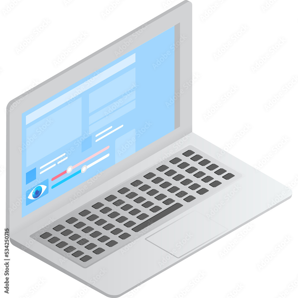 Isometric laptop online freelance job vector icon Isometric laptop online freelance job vector icon