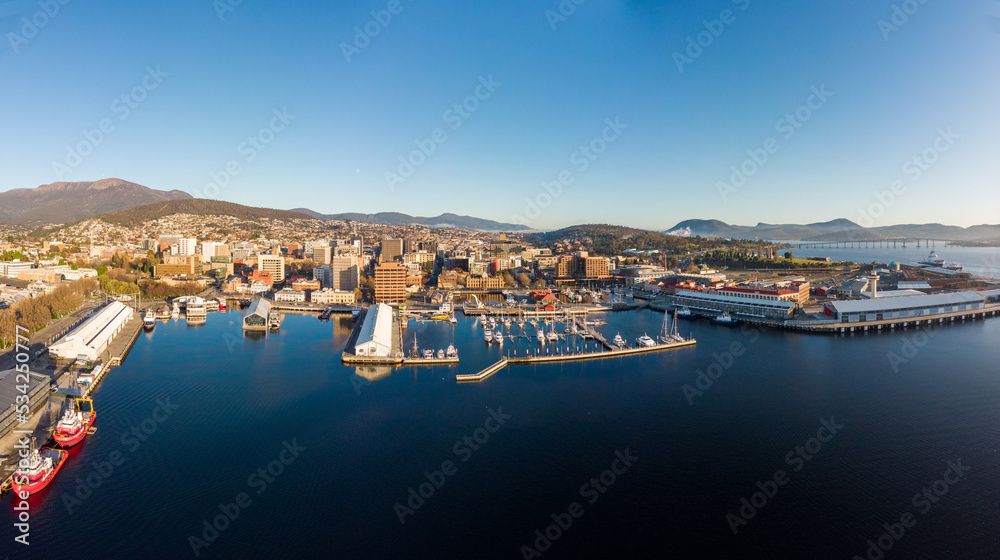 Hobart CBD and Waterfront in Tasmania Australia