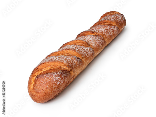 Baguette with a crispy golden crust, on a transparent background