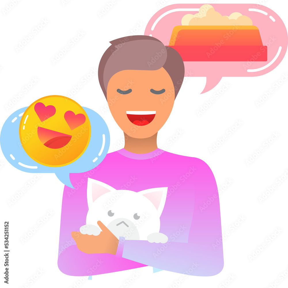 Cat owner or pet sitter portrait vector icon Cat owner or pet sitter portrait vector icon