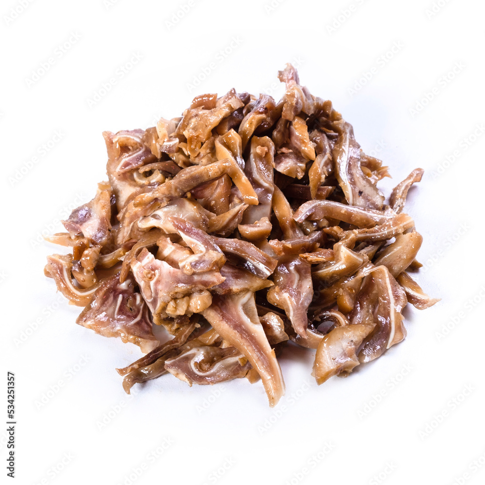 Beef jerky meat on white background Beef jerky meat on white background