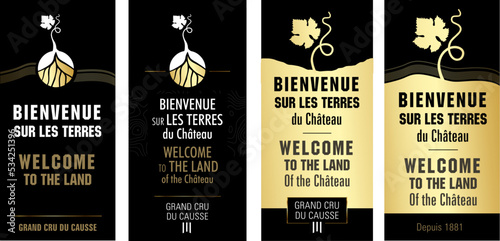 Template d'étiquettes de vin, noir et or