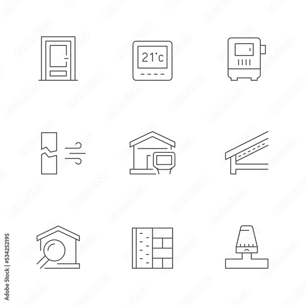 Fototapeta premium Set line icons of energy audit