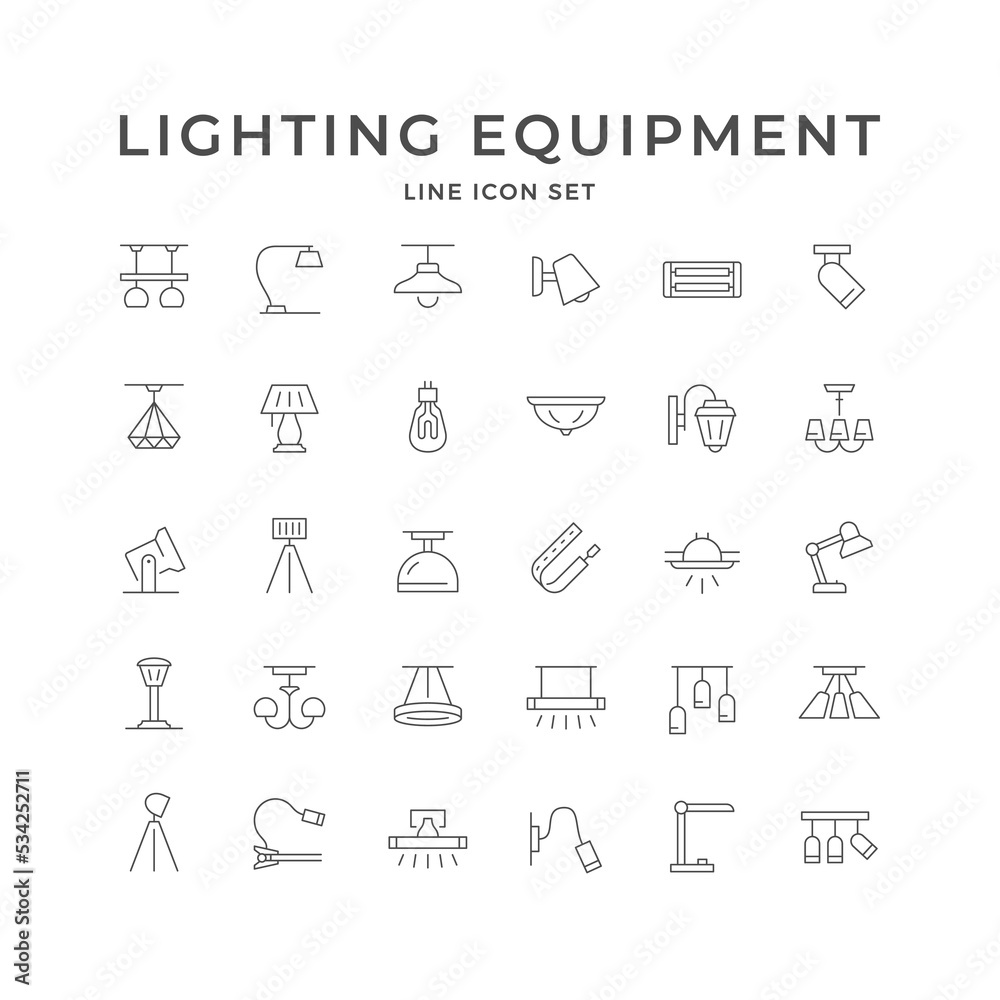 Set line icons of lighting equipment Set line icons of lighting equipment
