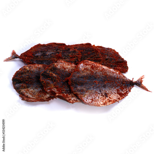 Dried fish on a white background photo