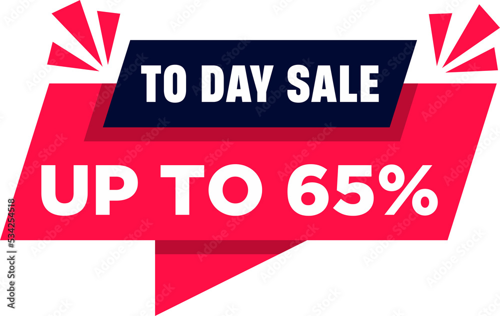 Vector Illustration Today Only Sale Sign. Up To 65 percent Off Origami Speech Bubble. Sale Label Design.