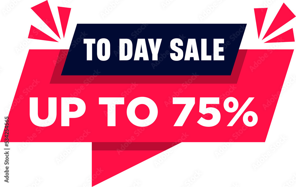 Vector Illustration Today Only Sale Sign. Up To 75 percent Off Origami Speech Bubble. Sale Label Design.