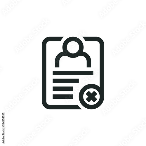 Rejected CV icon isolated on white background