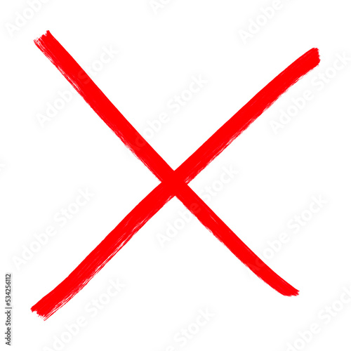 Cross sign element. Red grunge X icon design