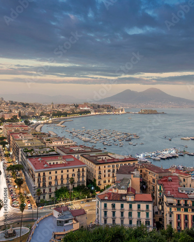 View of Naples with the Vesuvius volcano in background, Campania, Italy. photo