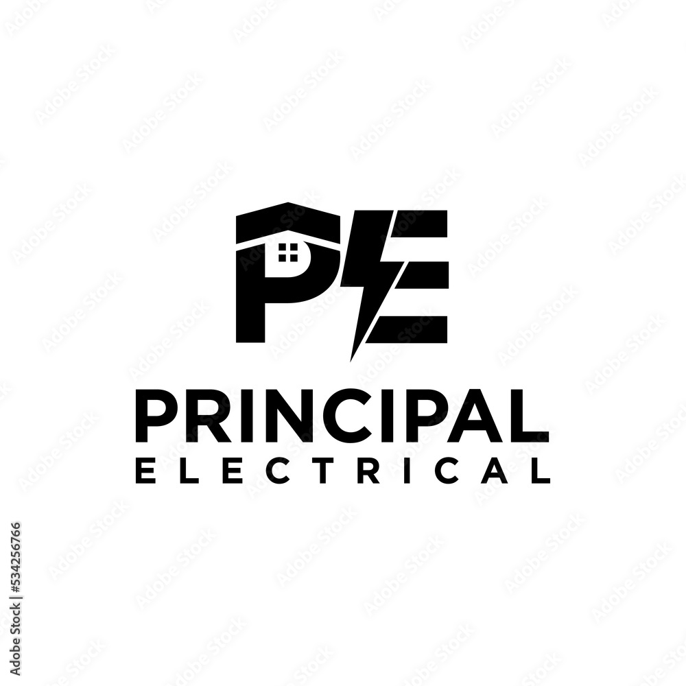 PE Letter With Lighting Thunder Bolt. Electric Bolt Letter Logo Vector Illustration PE Letter With Lighting Thunder Bolt. Electric Bolt Letter Logo Vector Illustration