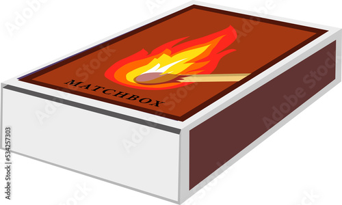 Cartoon isolated object matches and fire
