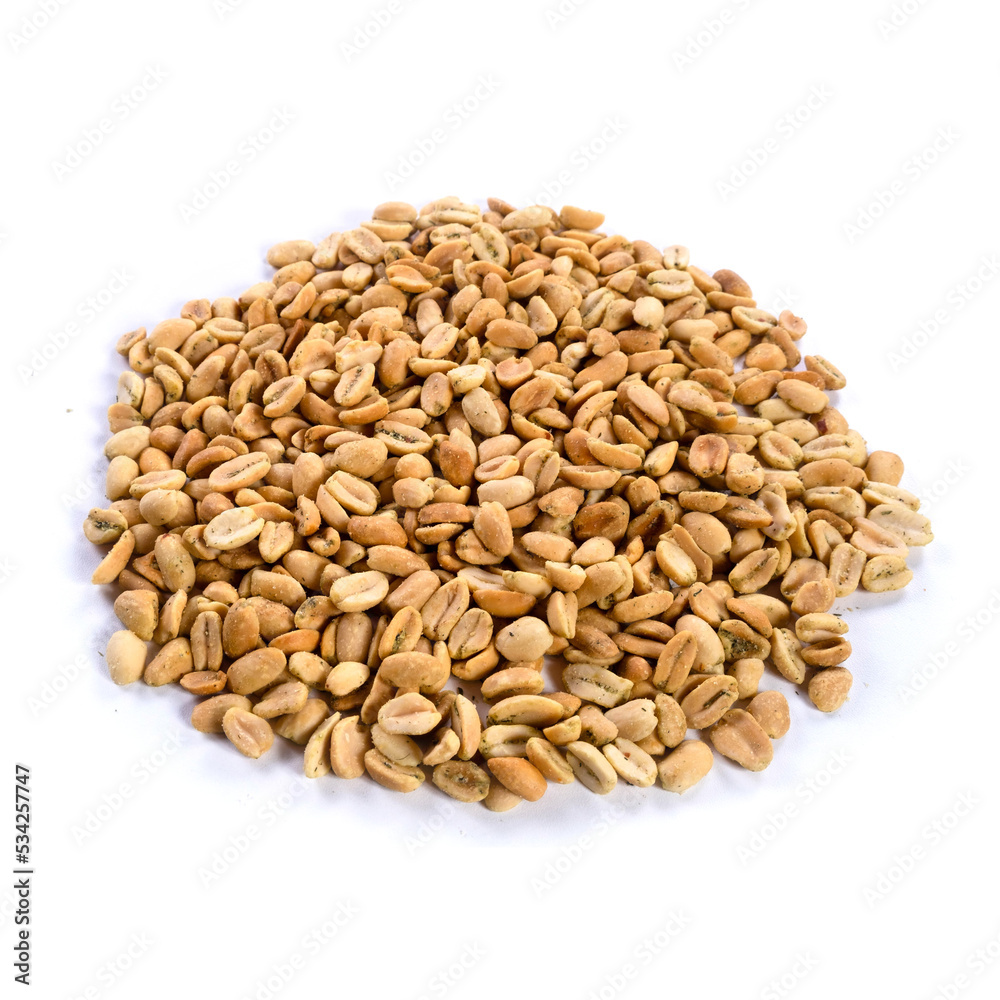 pile of spiced peanuts isolated close up on white background pile of spiced peanuts isolated close up on white background