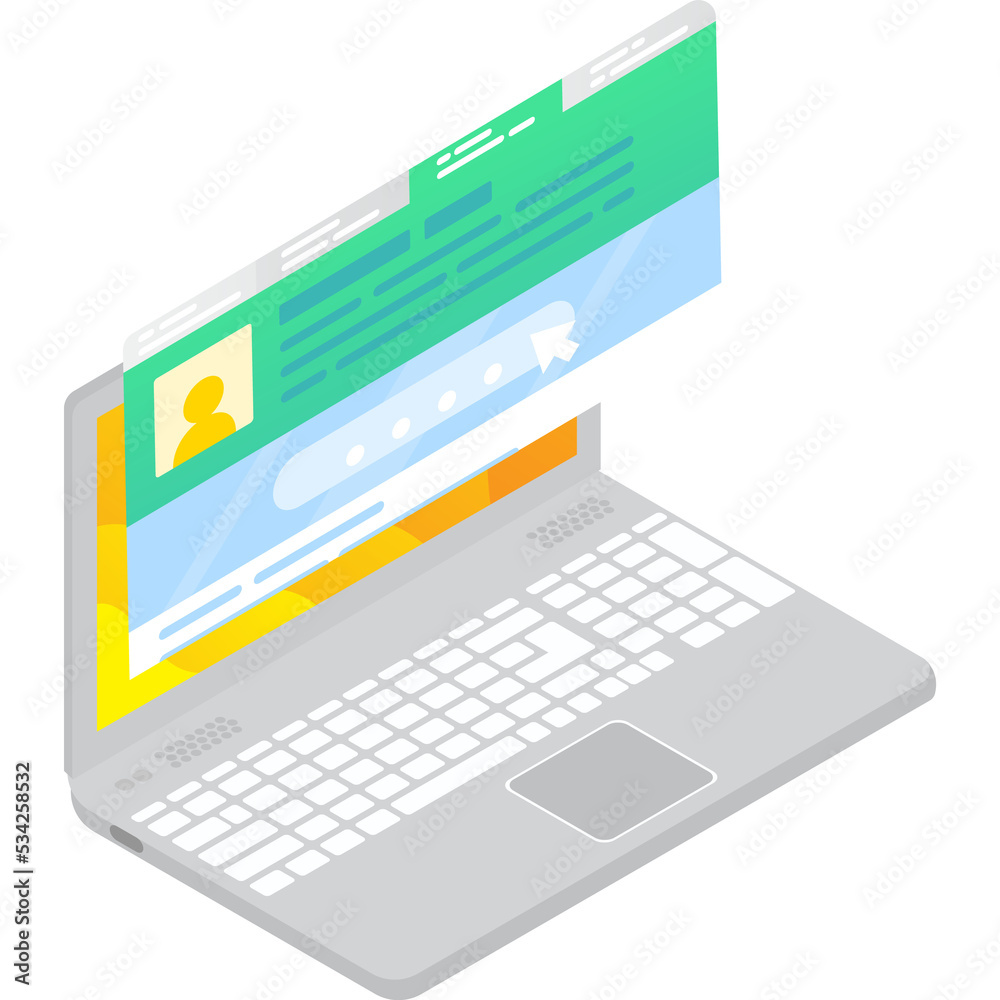 Password for information access on laptop icon Password for information access on laptop icon