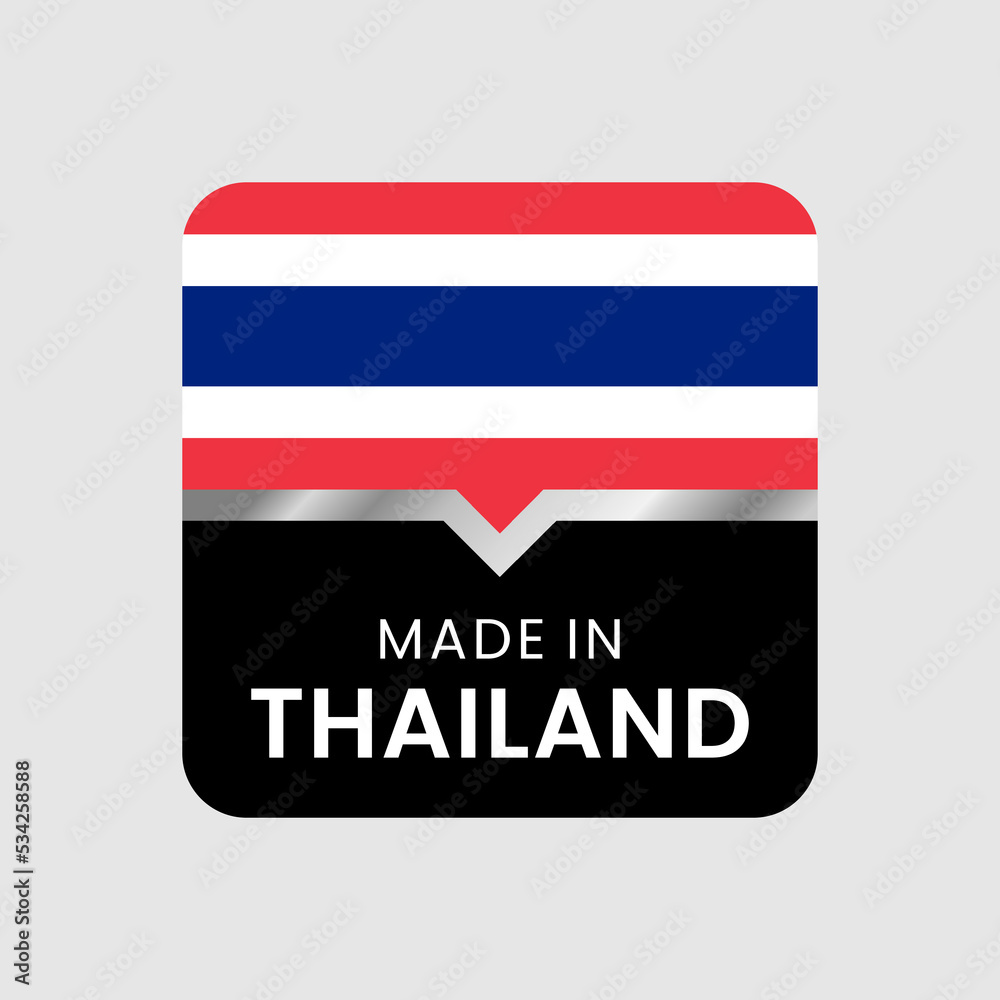 Made in Thailand label. for logo design, seal, tag, badge, sticker, emblem, symbol, pin, product package, etc. minimalist vector icon Made in Thailand label. for logo design, seal, tag, badge, sticker, emblem, symbol, pin, product package, etc. minimalist vector icon