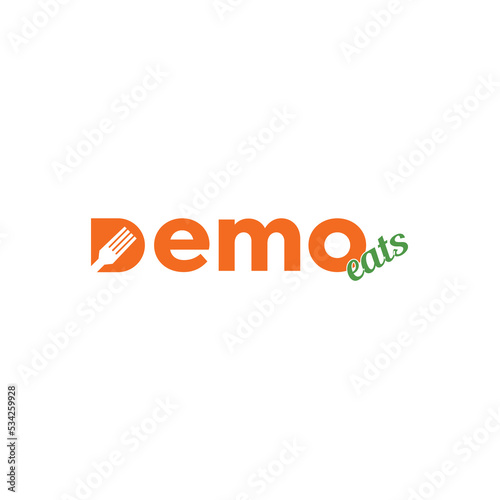 Eats Text With Fork logo design template vector