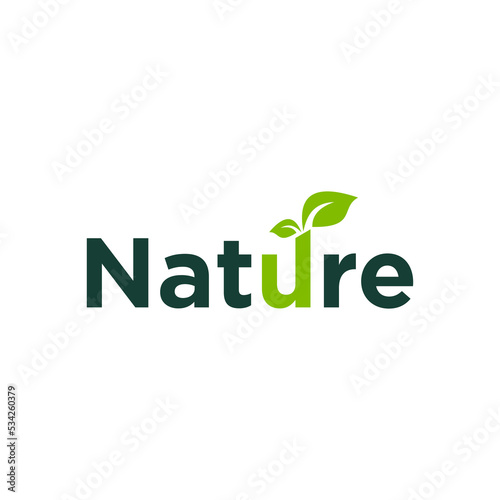 Leaves With Text nature logo design template