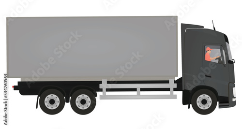 Man driving grey truck. vector