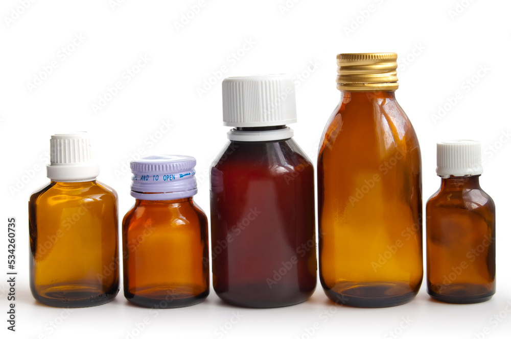 Medical bottle in the brown color on the white background Medical bottle in the brown color on the white background