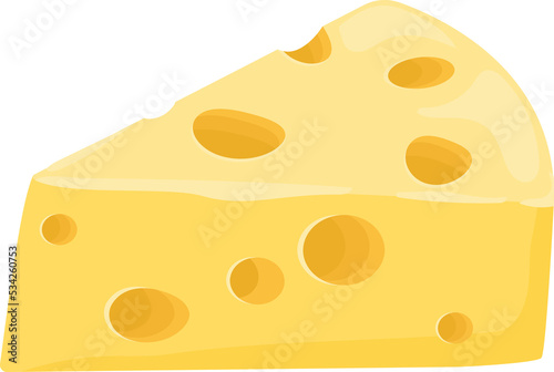 Cartoon illustration isolated object food a slice of cheese