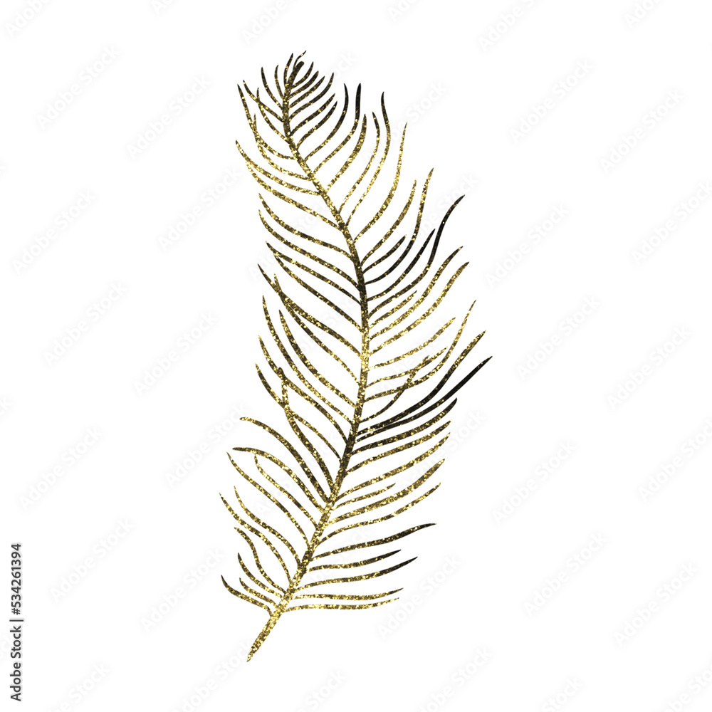 Gold Glitter Feather Gold Glitter Feather