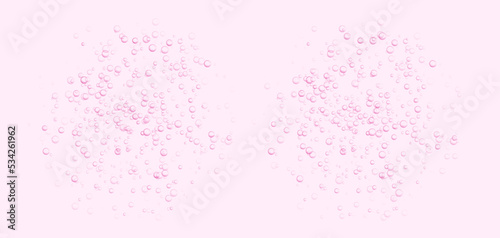 Underwater fizzing bubbles, soda or champagne carbonated drink, pink sparkling water. Effervescent drink. Aquarium, sea, ocean bubbles vector illustration.