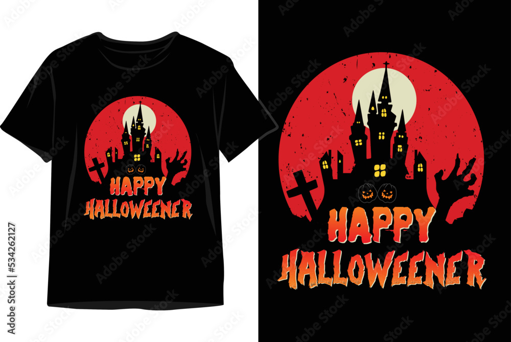 Vintage Halloween Time Vector Design for print on T-shirt. Halloween T-shirt Design Vector Graphics