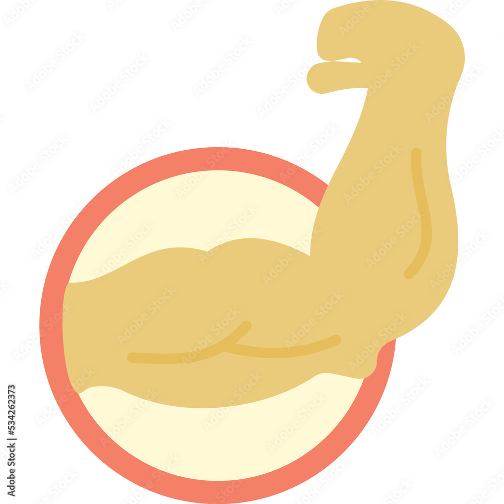 Muscular hand in circle icon flat vector