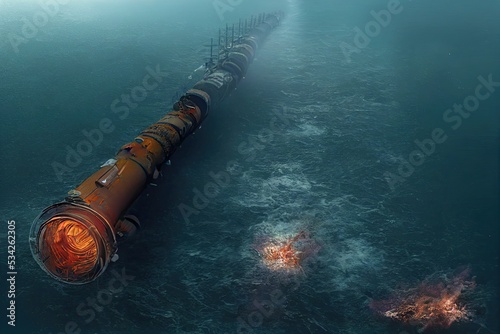 Canvas Print Blowing up underwater gas pipelines