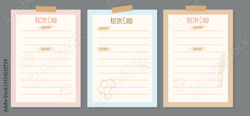 Recipe card for banner design. Food retro background. 
