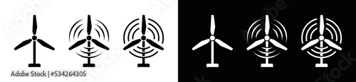 Windmill icon vector. Wind turbines or propeller symbol silhouette. Electrical energy windmill power illustration